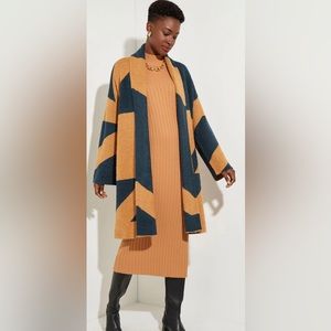 Misook Oversized Geometric Pattern Cozy Knit Cardigan (s/m)